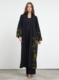 Black Yellow Print Abaya