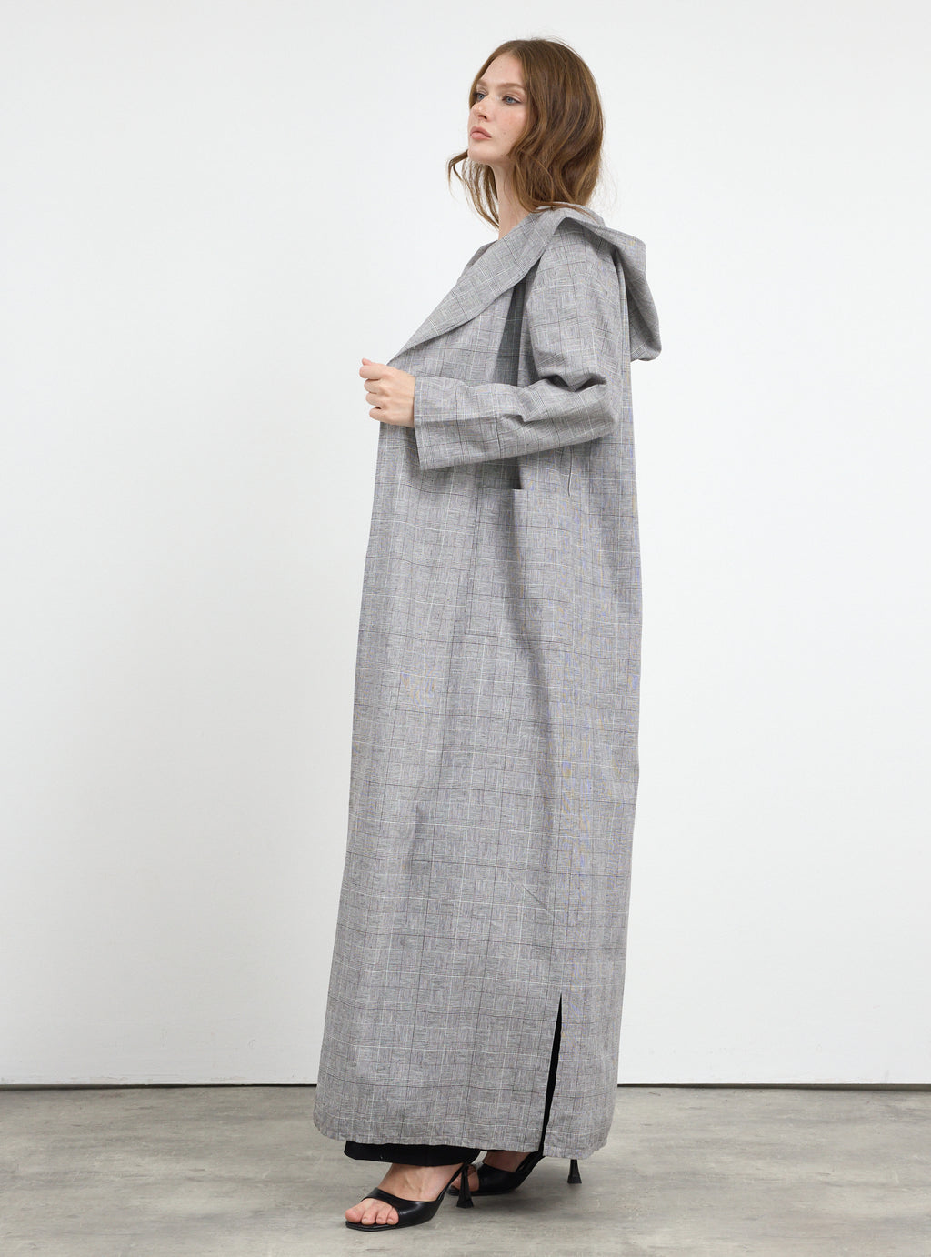 Black & White Checkered Hooded Abaya