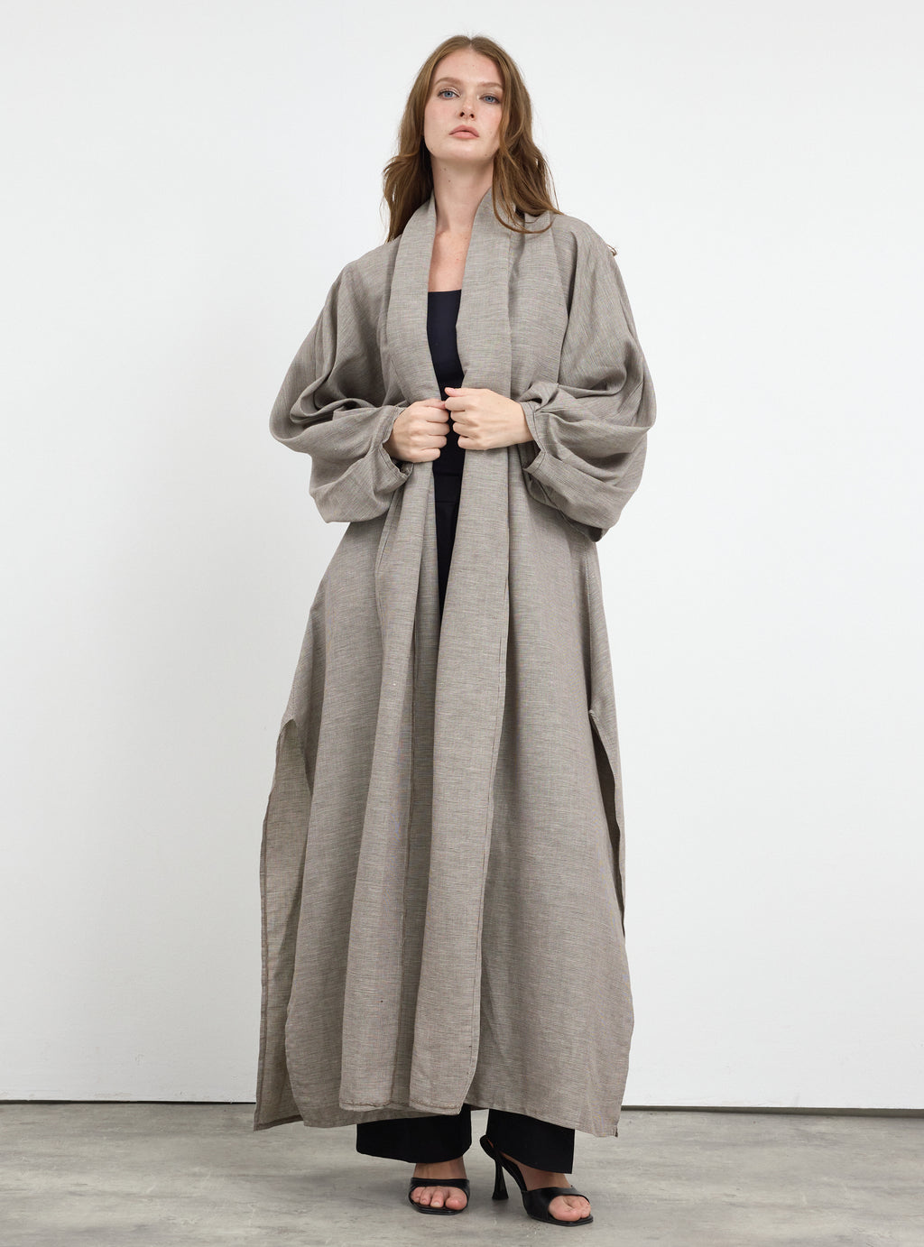 Houndstooth Print Cotton Abaya