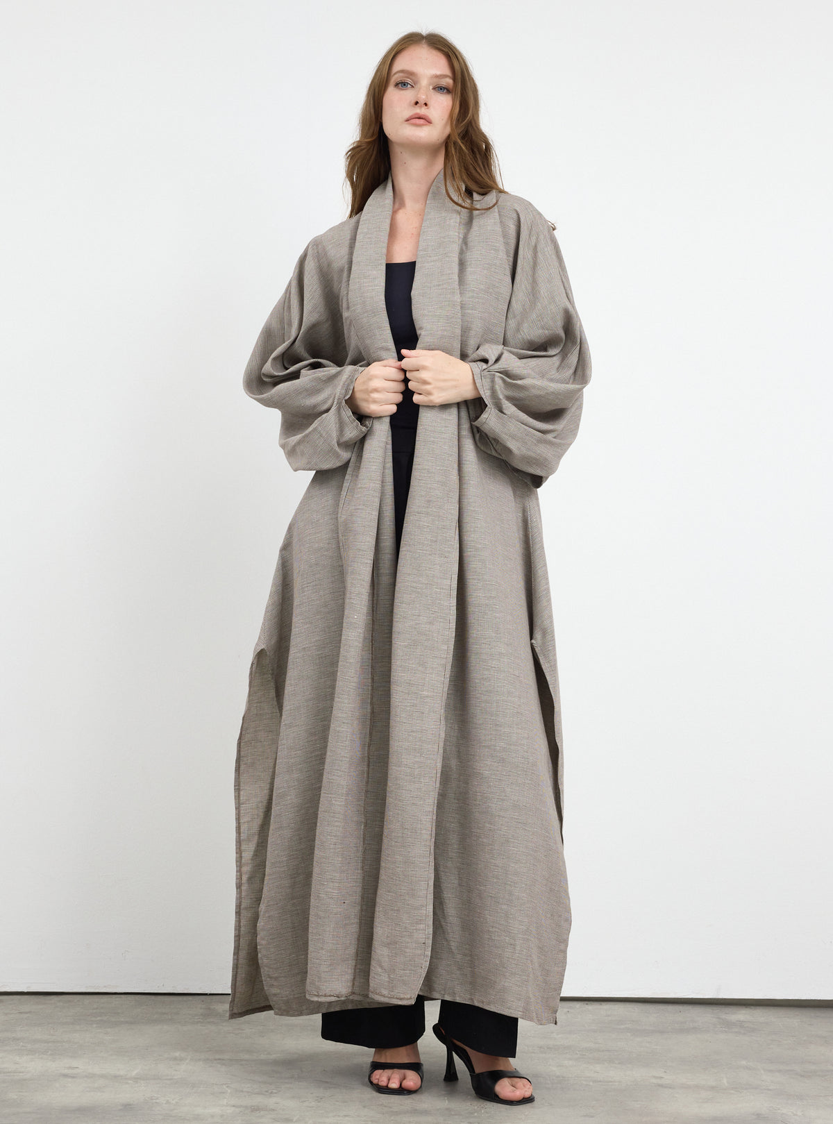 Houndstooth Print Cotton Abaya