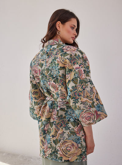Organic Cotton Jacquard Printed Kimono