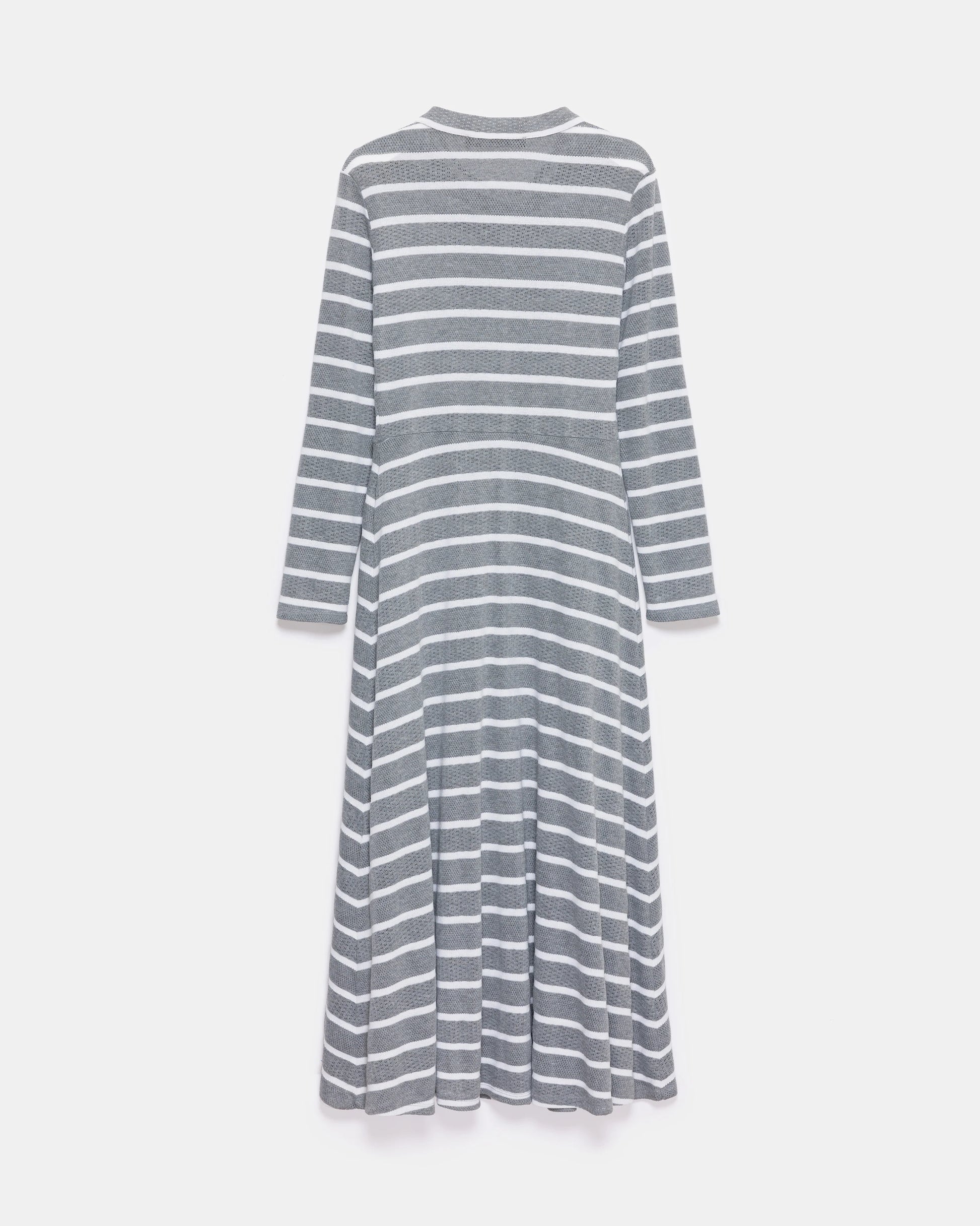 Gray Stripe All-Season Ribbed Knit Dress