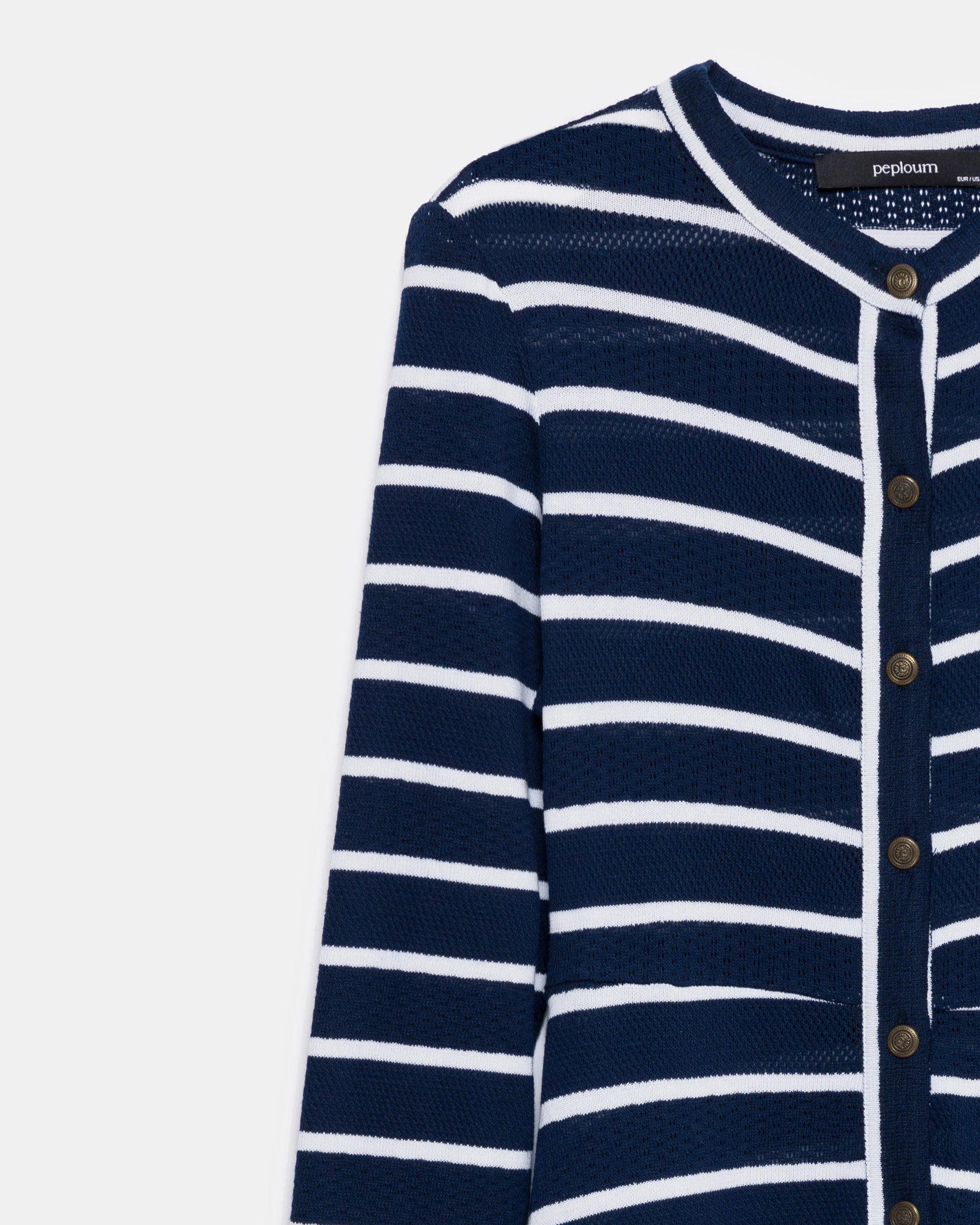 Navy Blue Stripe All-Season Ribbed Knit Dress