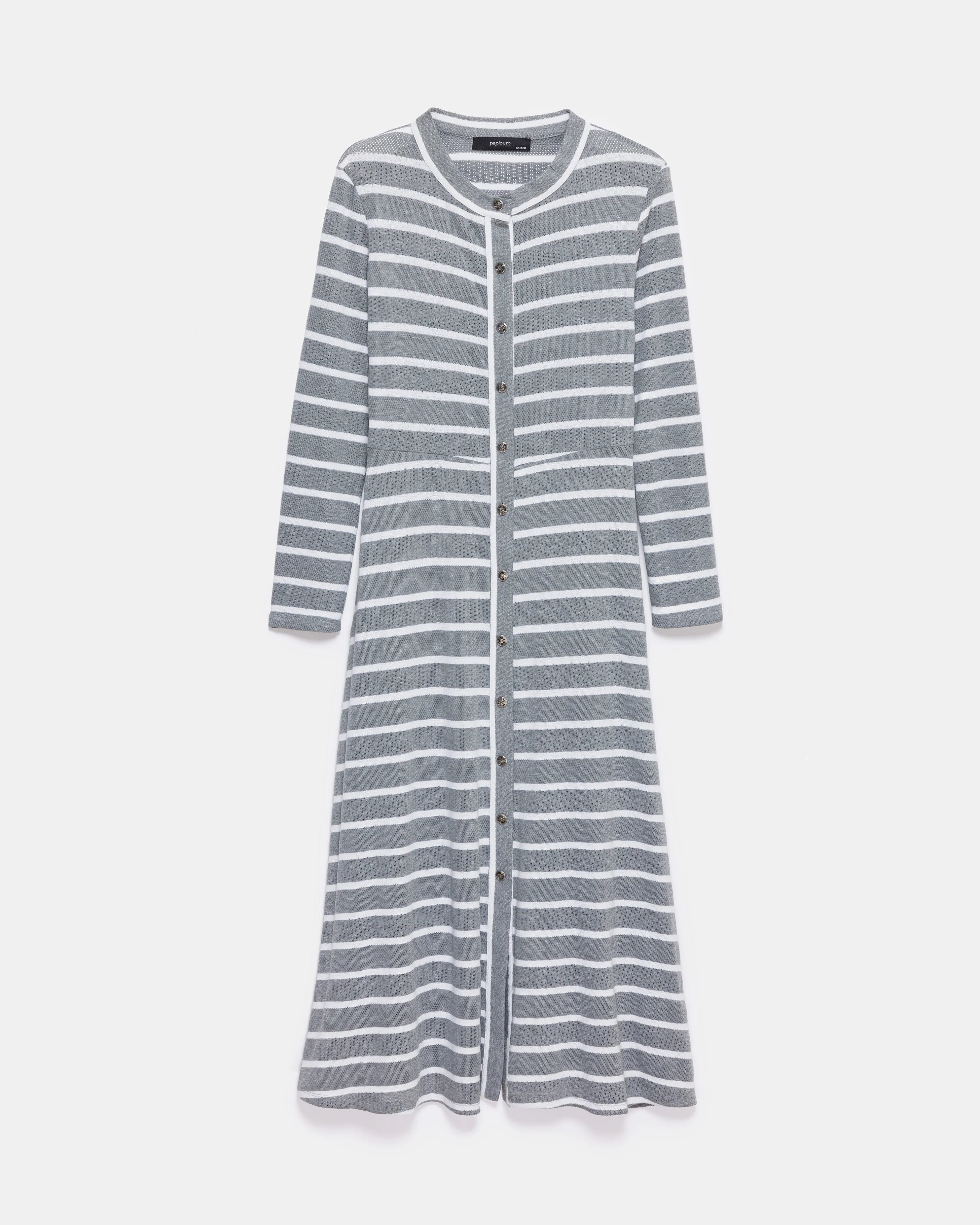 Gray Stripe All-Season Ribbed Knit Dress - Store WF