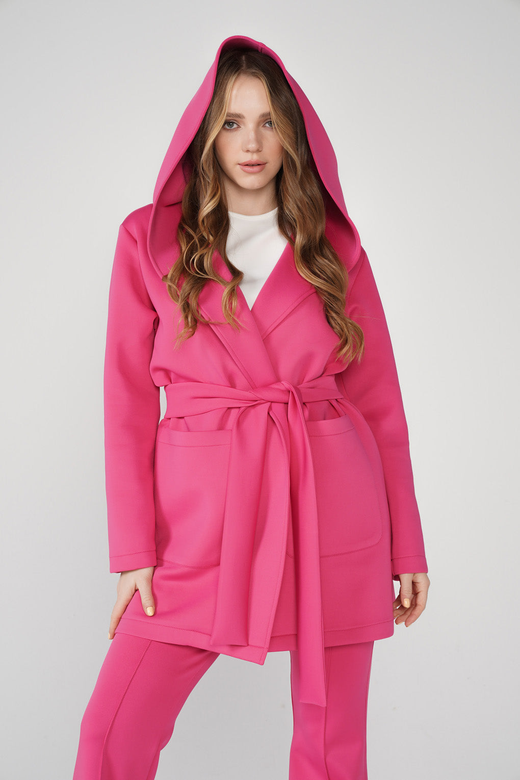 Pink Scuba Belted Jacket - Store WF