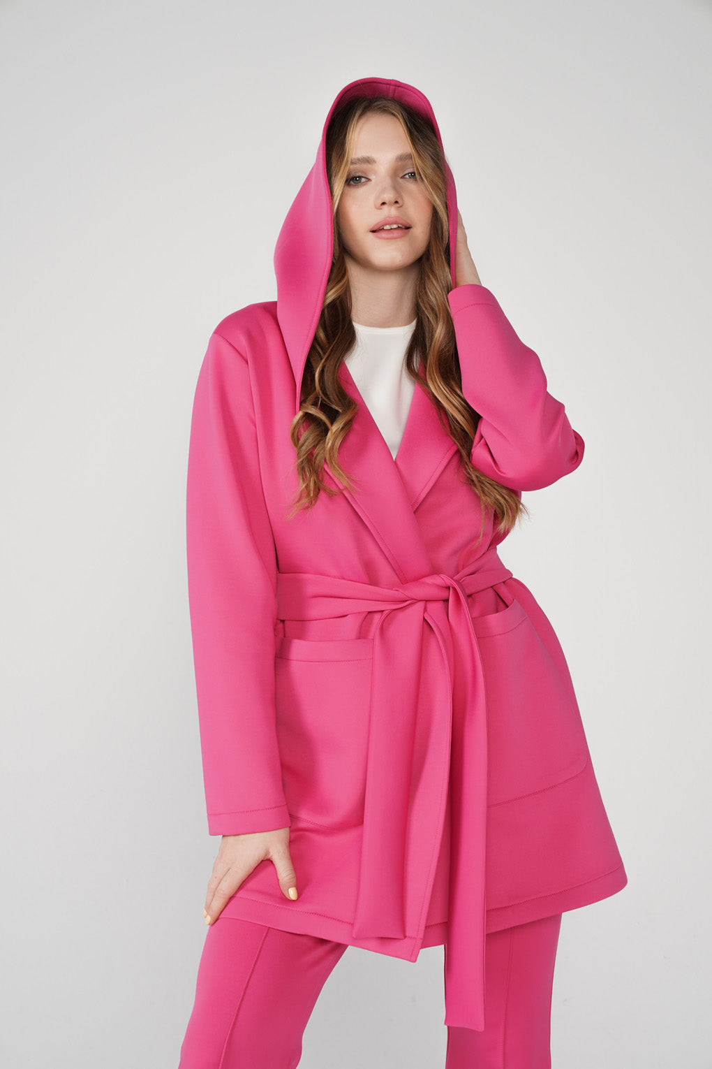 Pink Scuba Belted Jacket - Store WF