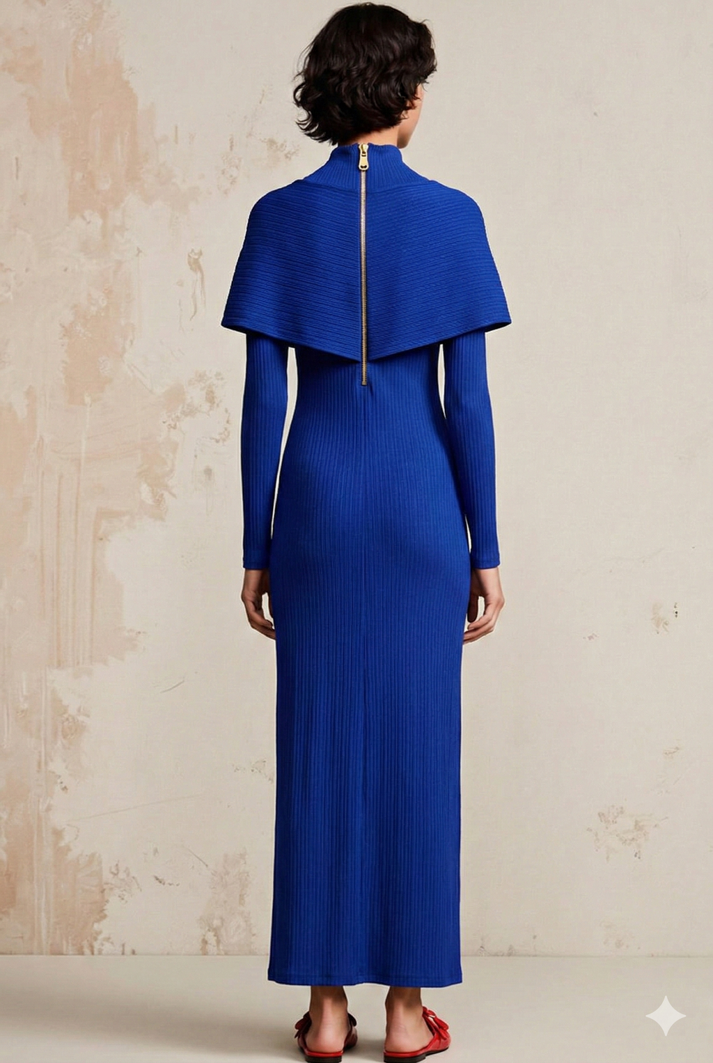 Royal Blue Wrap Style Modest Evening Dress