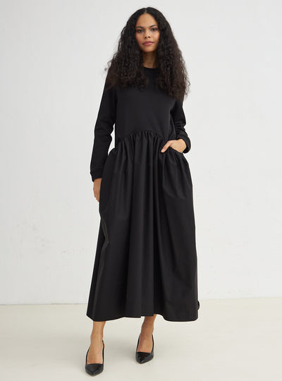 Black Maxi Dress with Knit Top