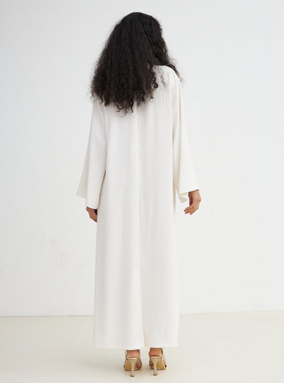 Offwhite Gold Lurex Abaya With Dress Set