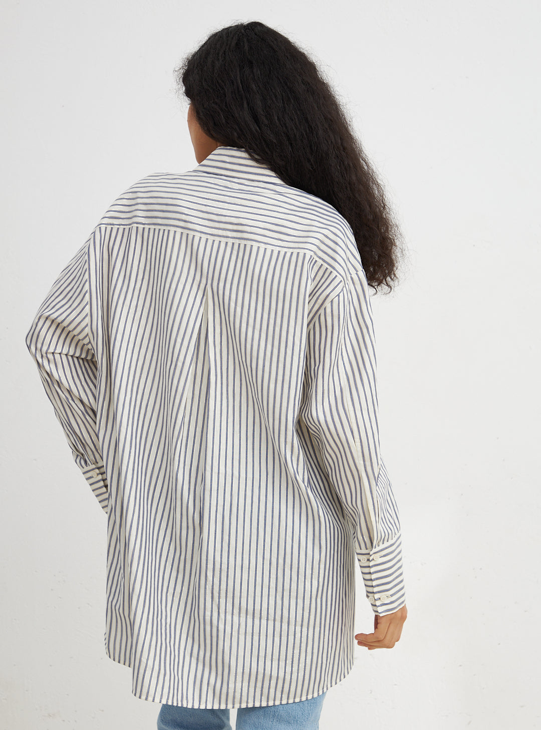 Shimmering Silver Stripe Cotton Shirt