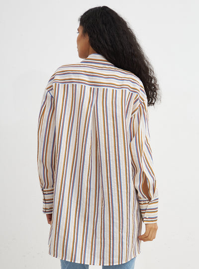 Multi Colour Stripe Cotton-Linen Shirt