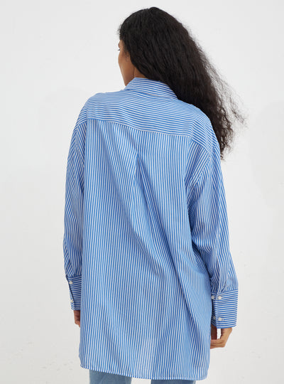 Blue Stripe Viscose Shirt