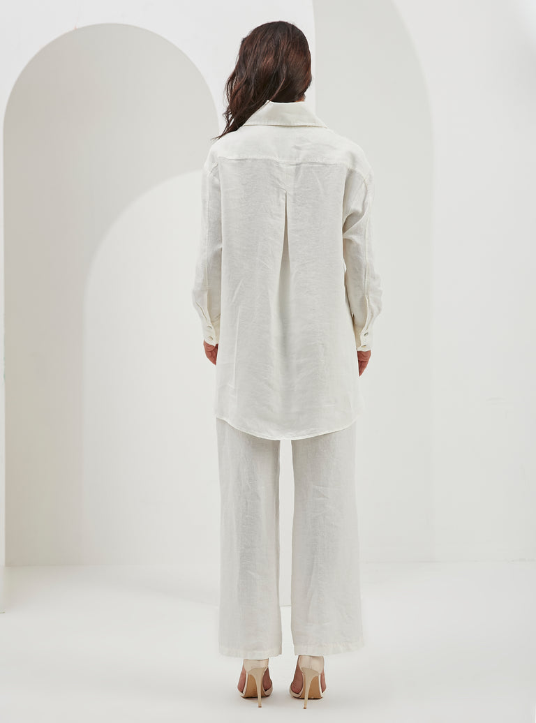 Oui White Linen Shirt 72830 1002 main image 0