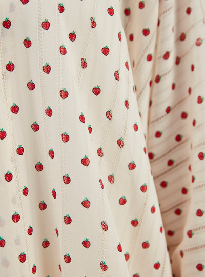 Strawberry Print Cotton Abaya Kaftan