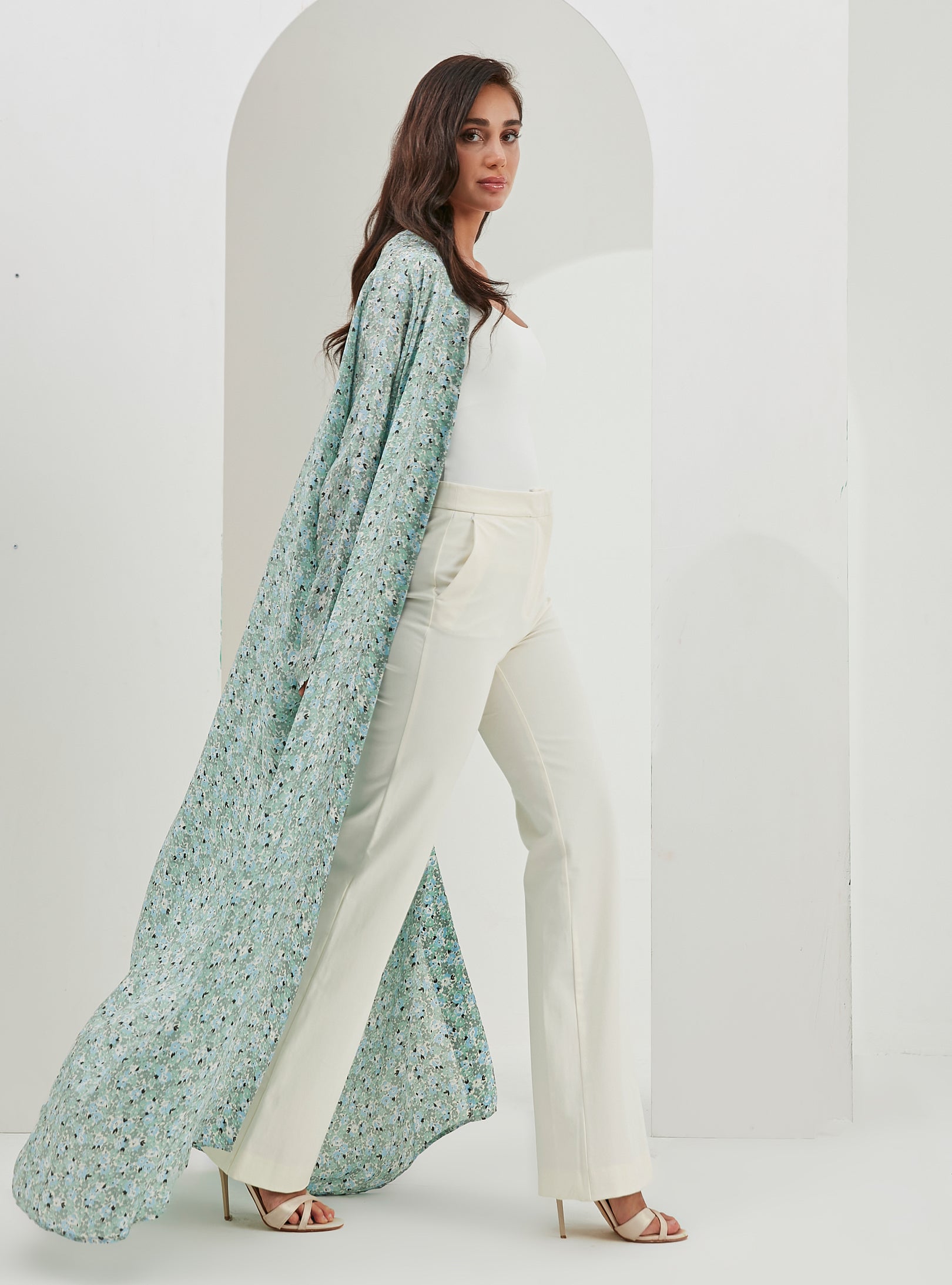 Mint Print Abaya Kaftan - Store WF