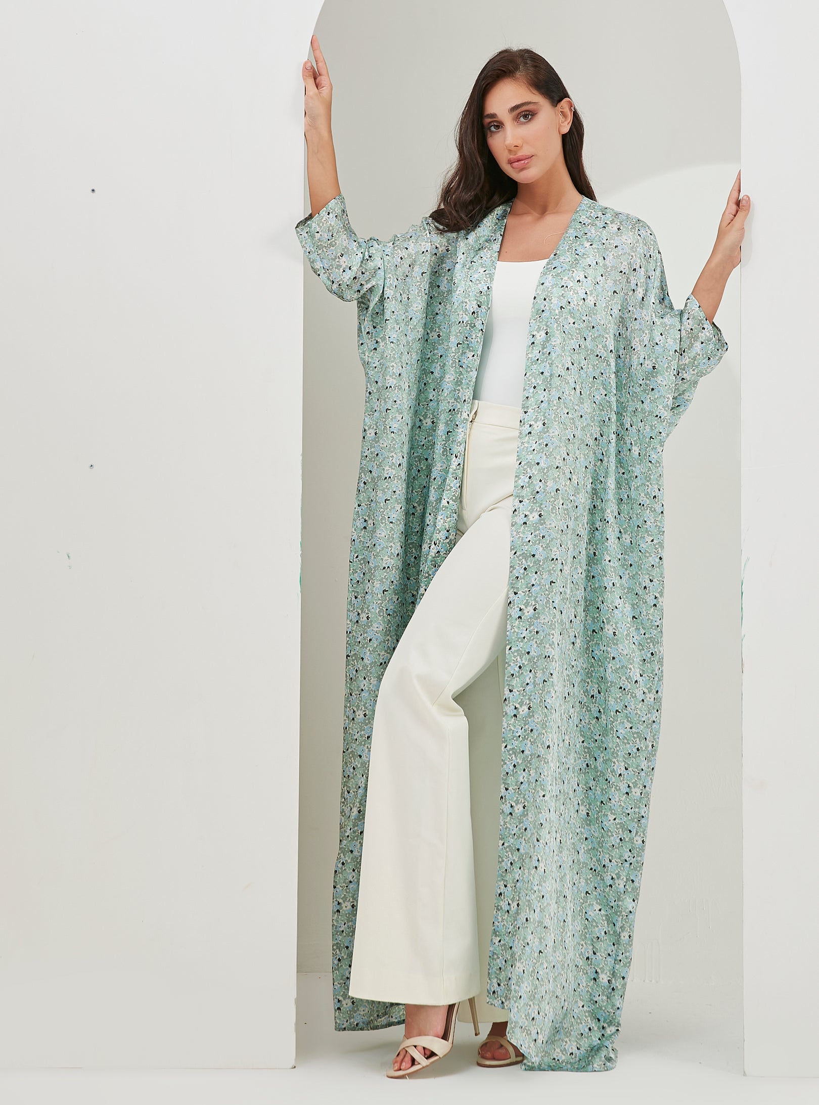 Mint Print Abaya Kaftan - Store WF