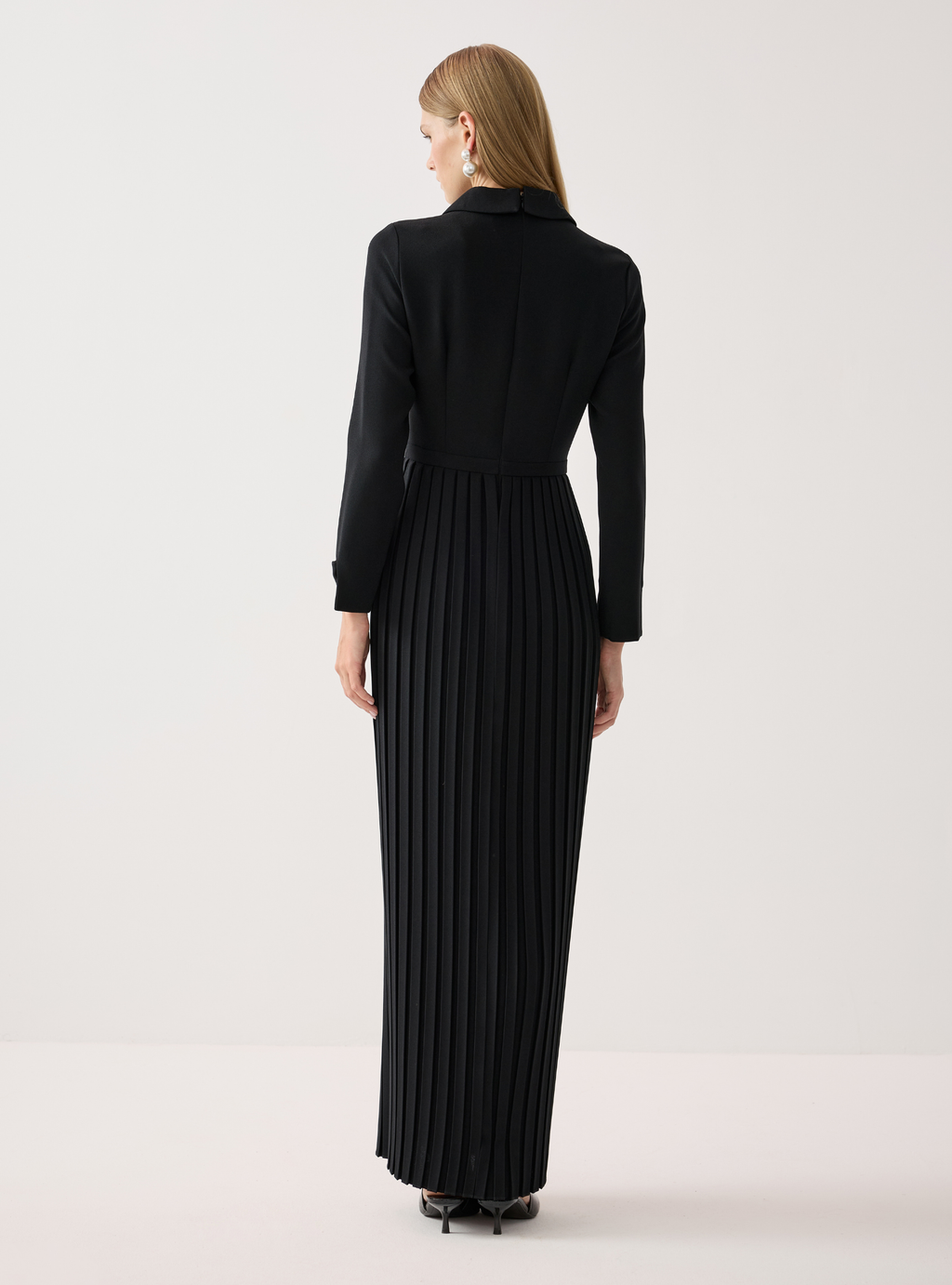 Black Smocked & Pleated Maxi Dress - Store WF