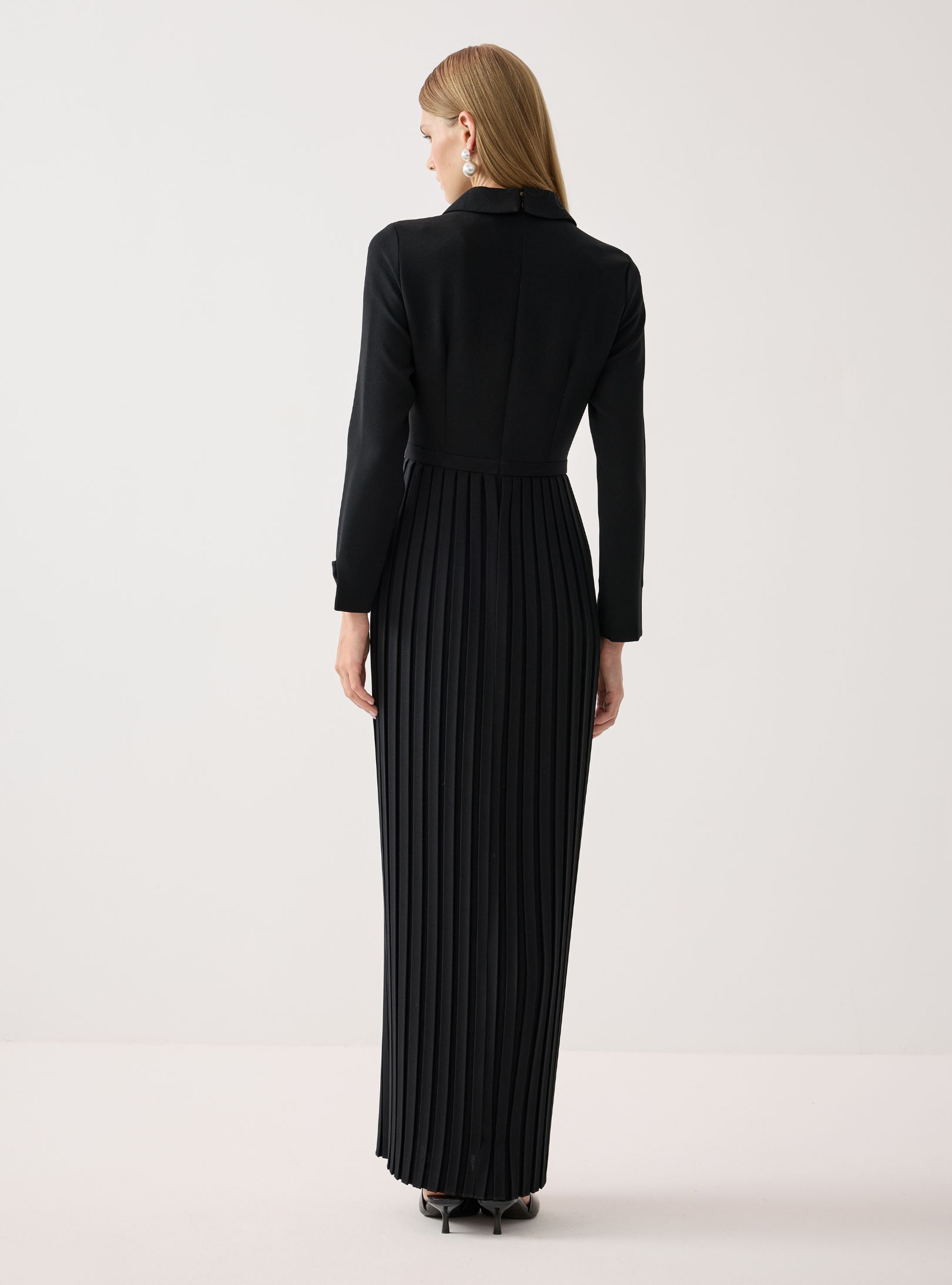 Black Smocked & Pleated Maxi Dress - Store WF