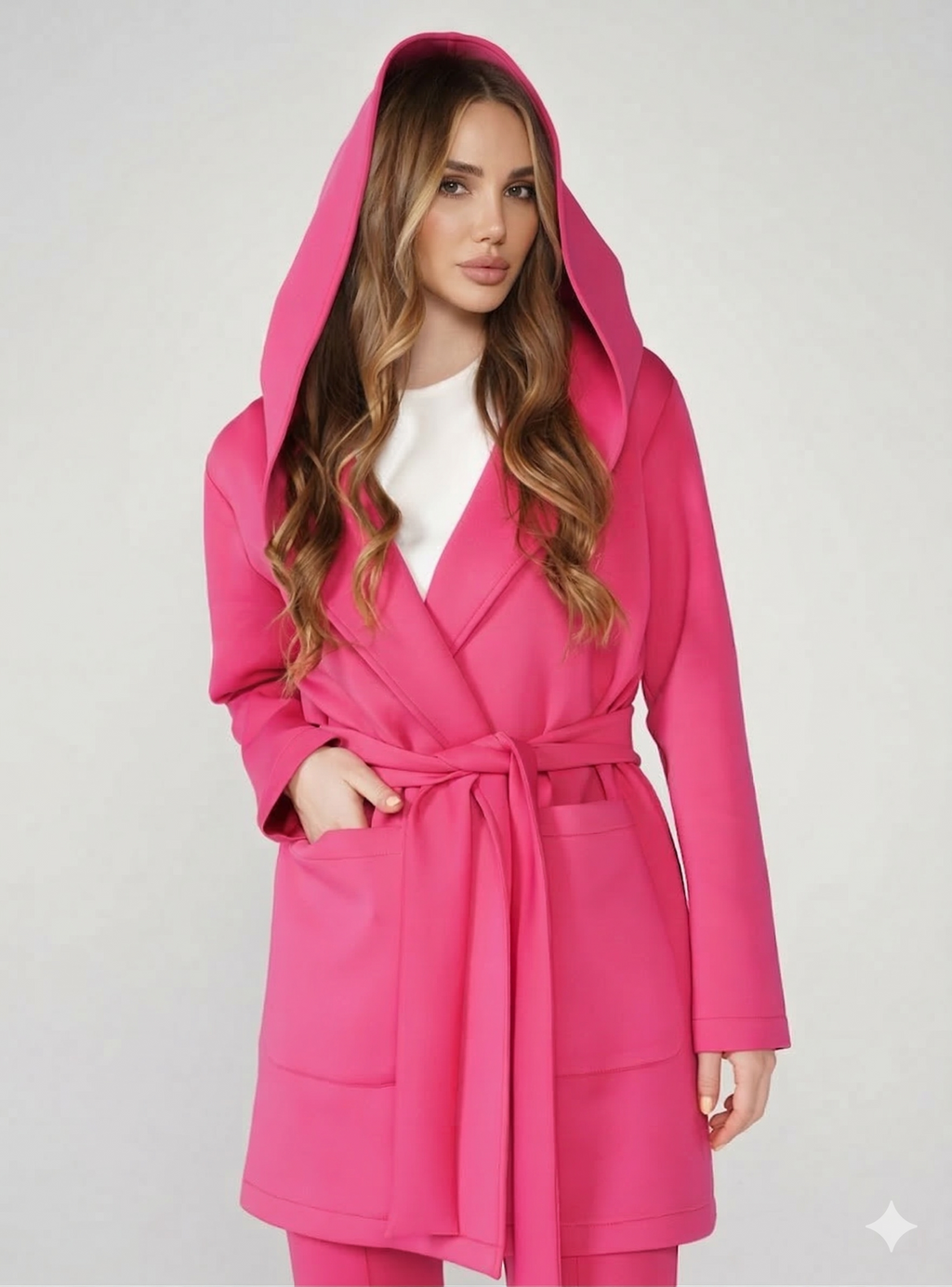 Pink Scuba Belted Jacket - Store WF