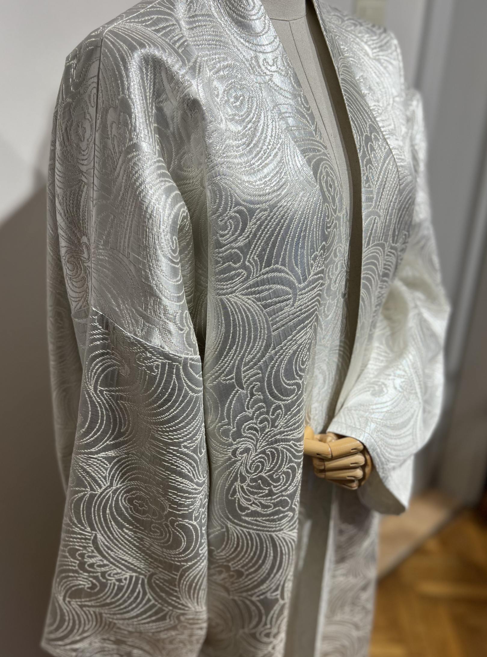 Silver jaquarde Abaya - Store WF