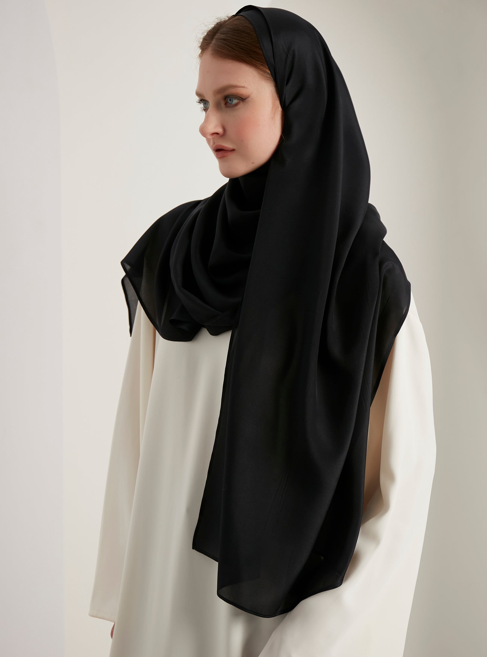 Silk black Scarves Hijab - Store WF