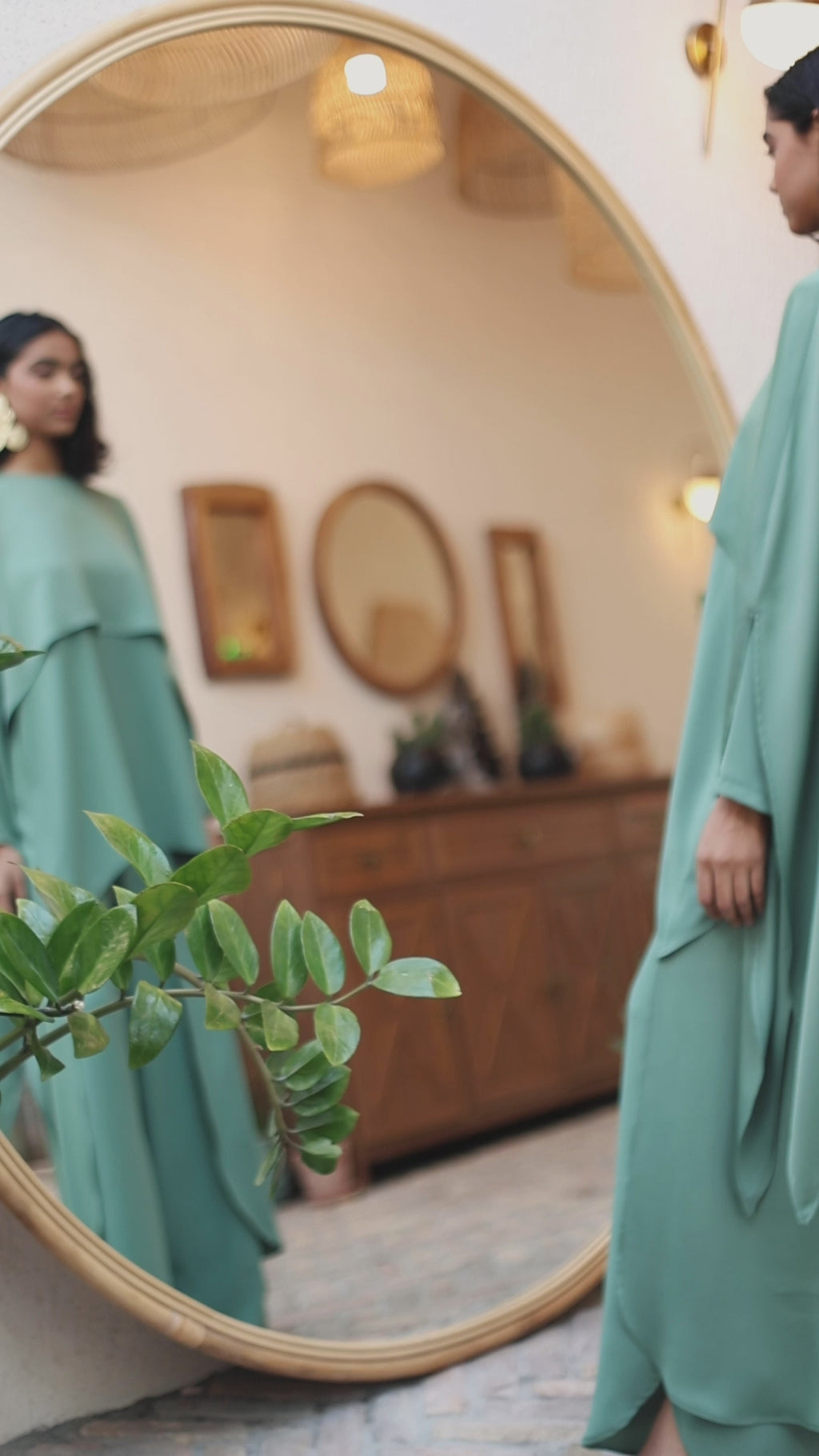 Cape-Effect Blouse & Trouser Set