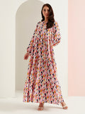 Parrot Print Linen V-Neck Maxi Dress - WF Atelier - Store WF