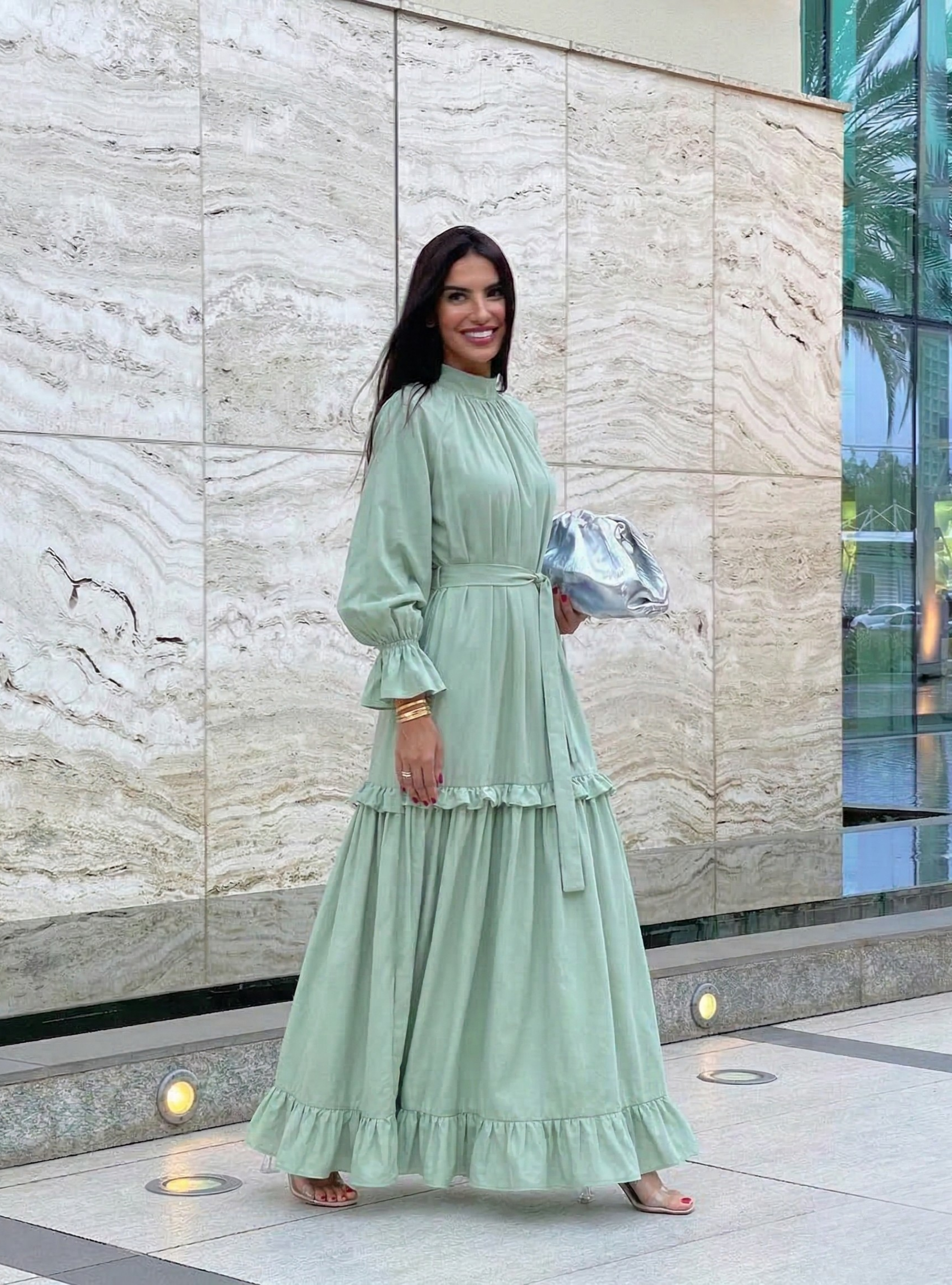 Mint Belted Maxi Dress