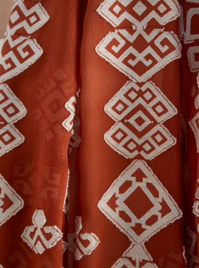 Ethnic Print Cotton Jacquard Abaya