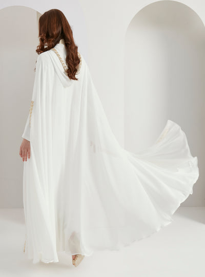 White Embellished Cape & Dress Set