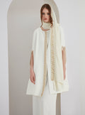 White Embellished Cape With Embellished Scarf Set - Store WF