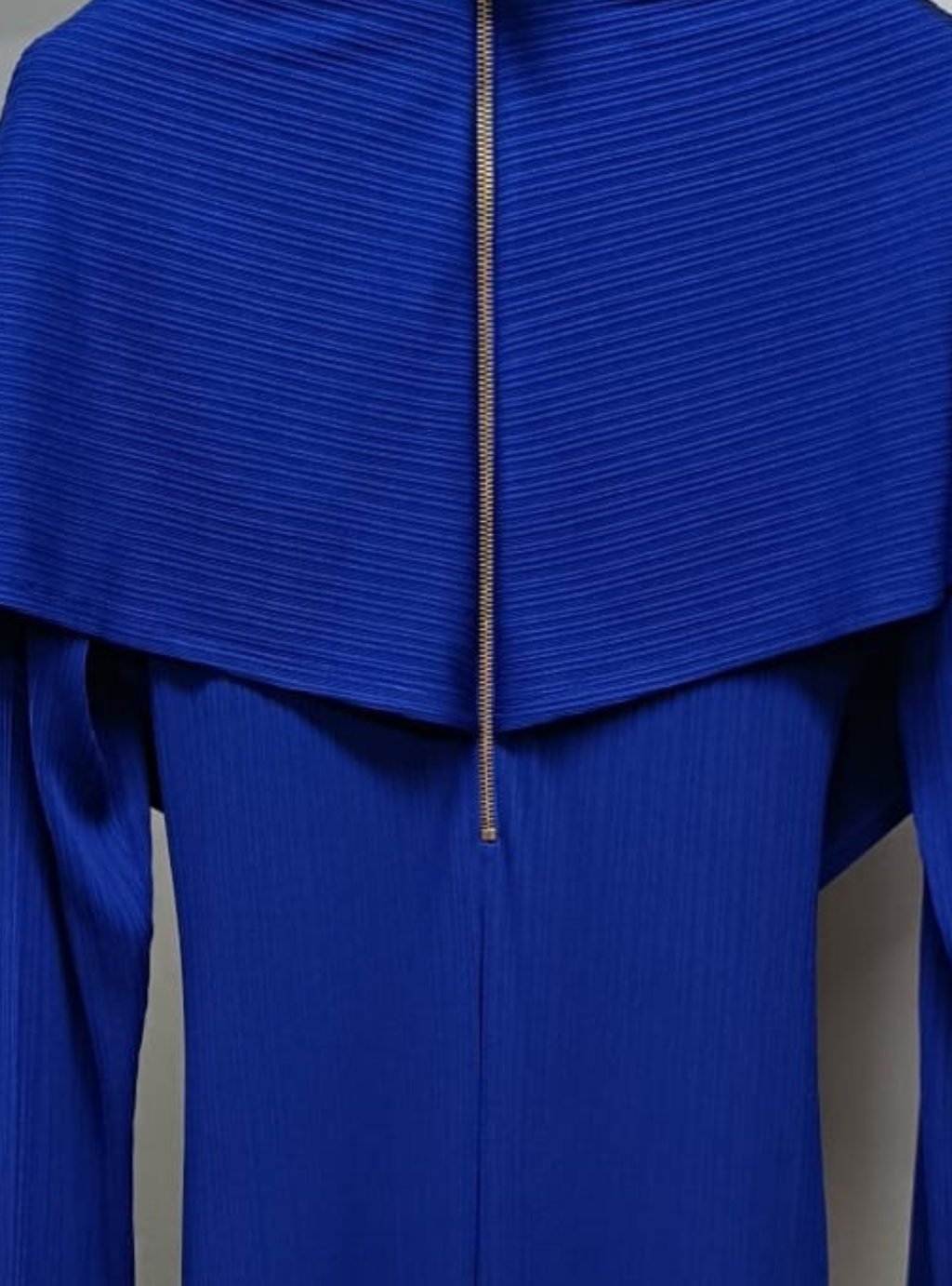 Royal Blue Wrap Style Modest Evening Dress