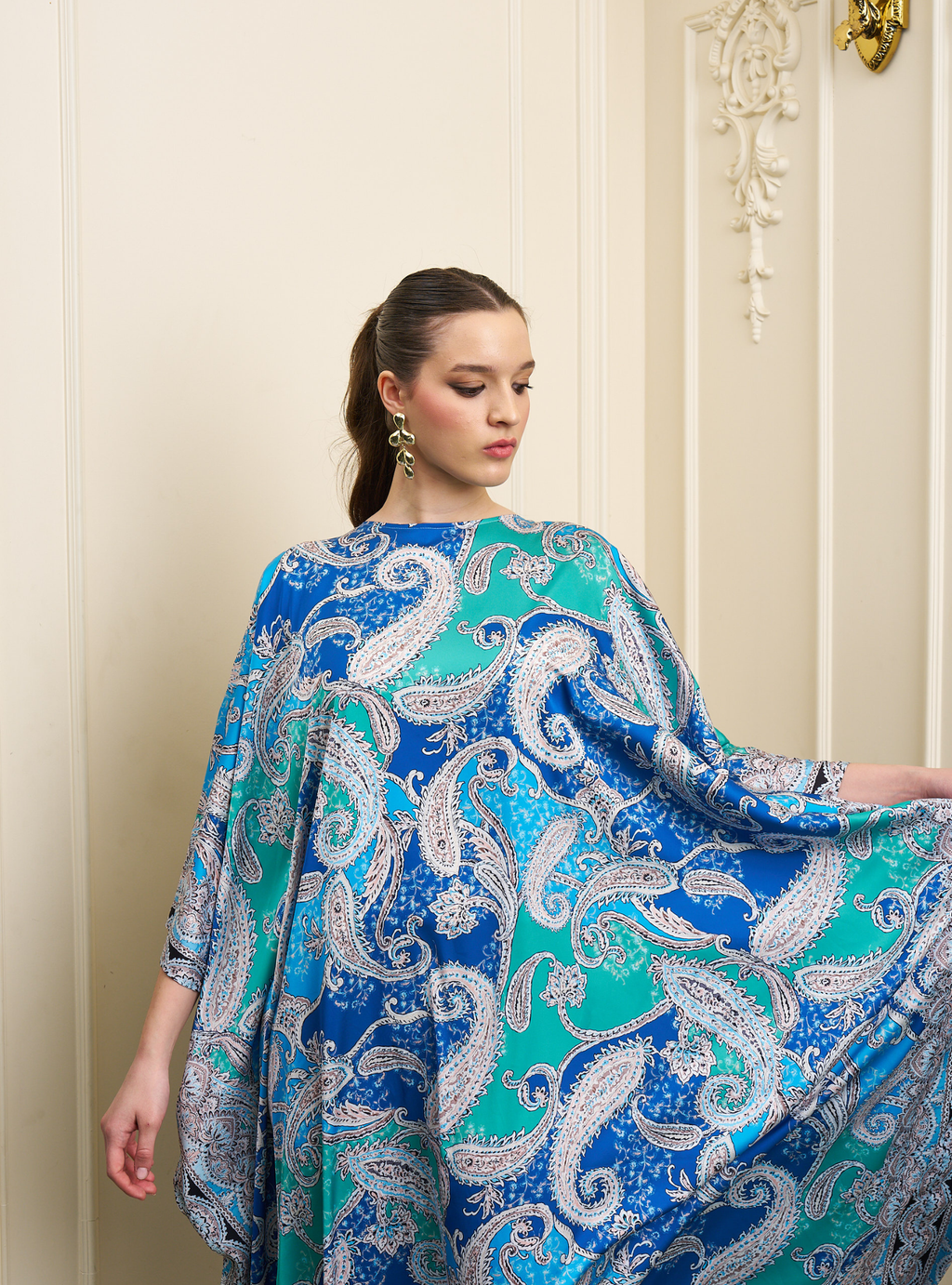 Multi Colour Printed Kaftan with Scarf Set - Store WF