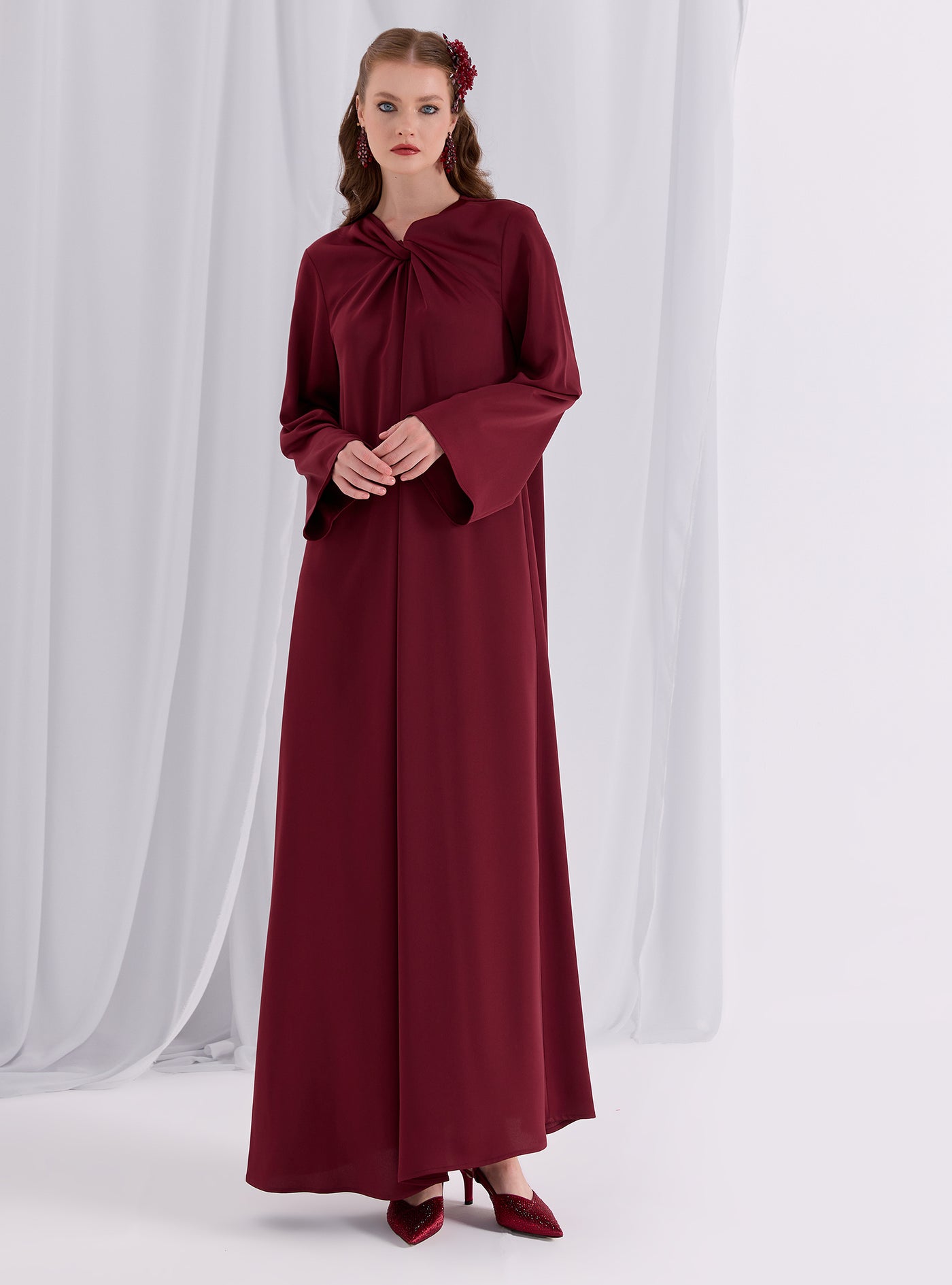 Knotted Maxi Dress Burgundy