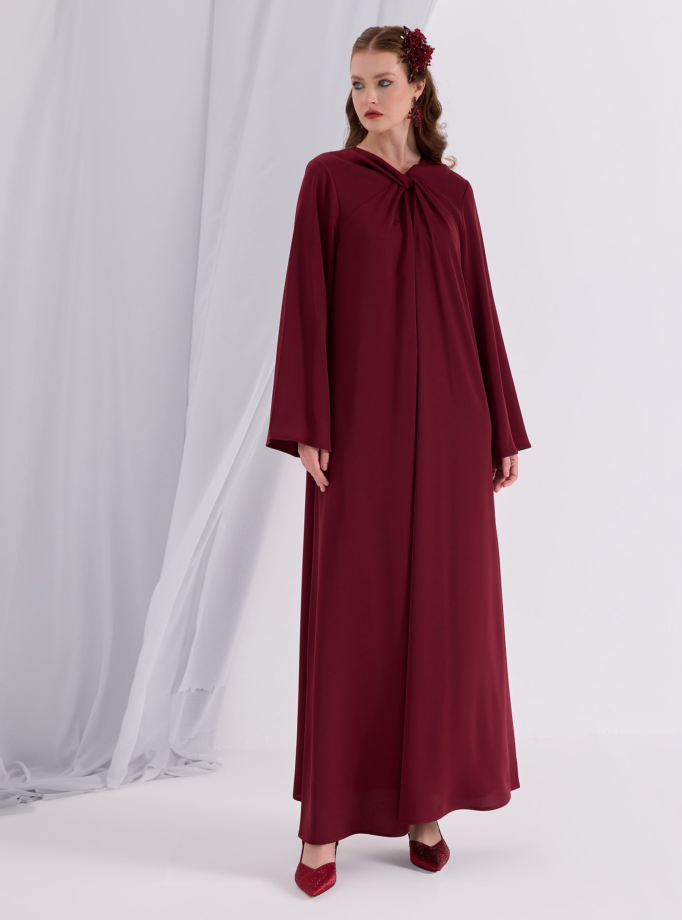 Knotted Maxi Dress Burgundy