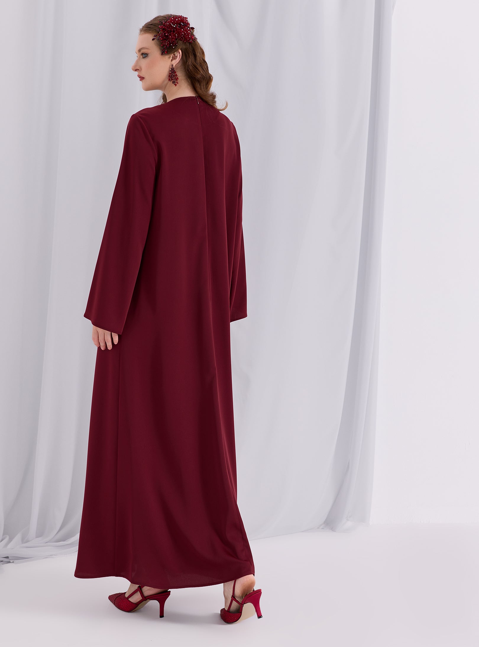Knotted Maxi Dress Burgundy - Store WF