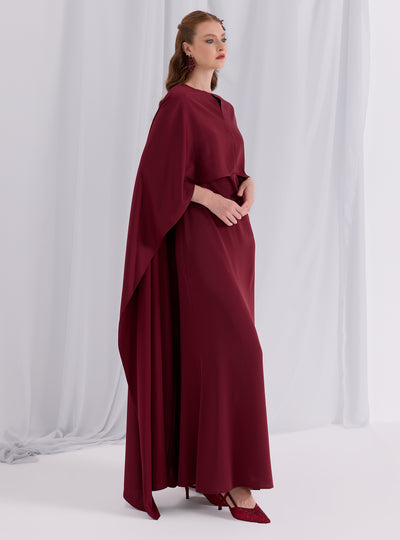 Burgundy Evenin out Cape Dress