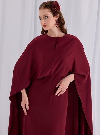 Burgundy Evenin out Cape Dress