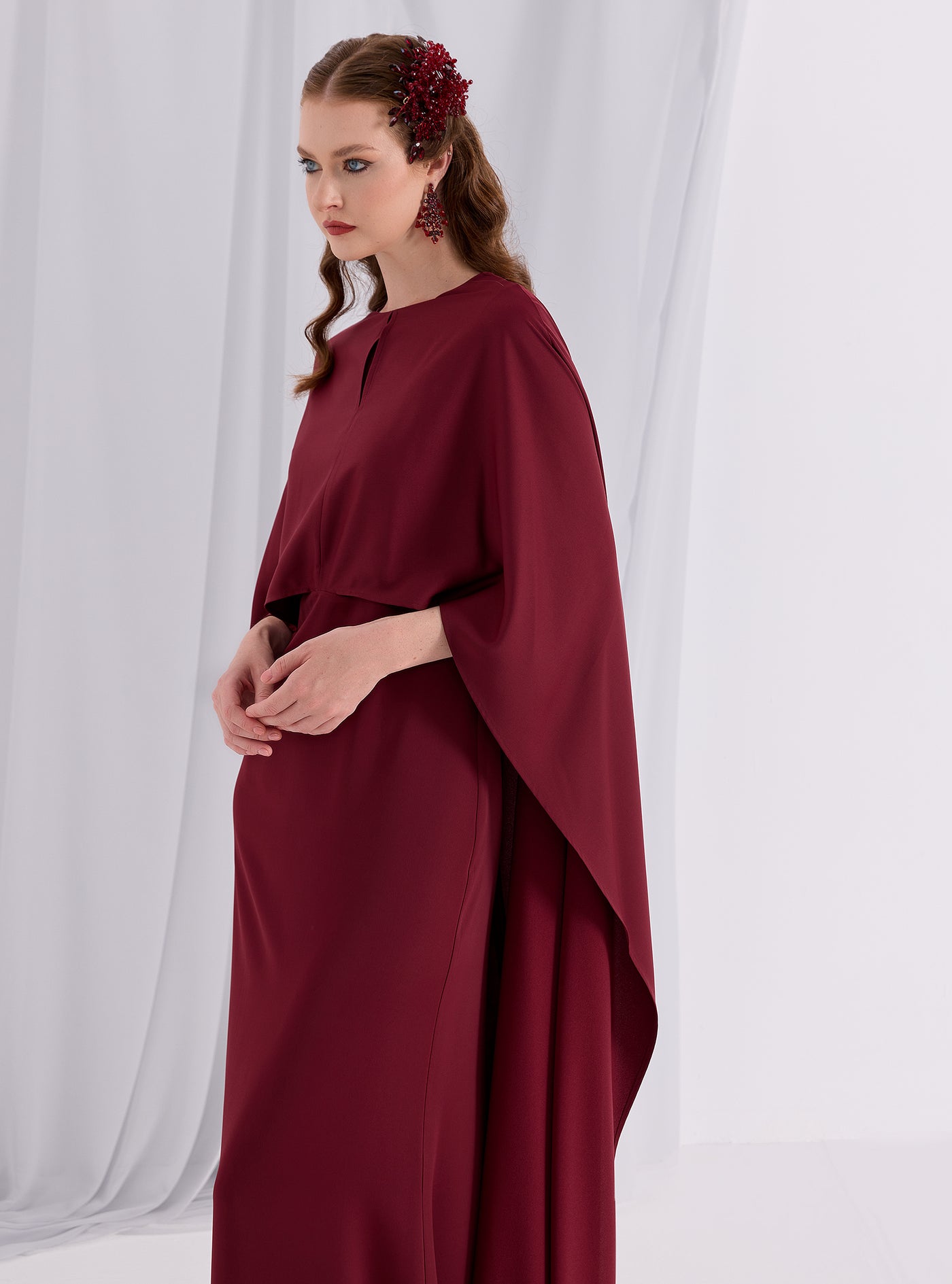 Burgundy Evenin out Cape Dress