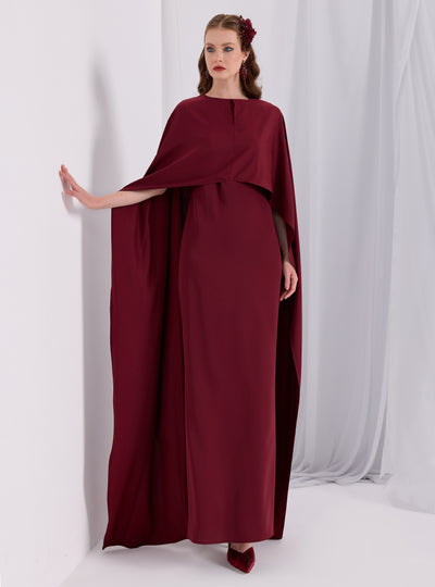 Burgundy Evenin out Cape Dress