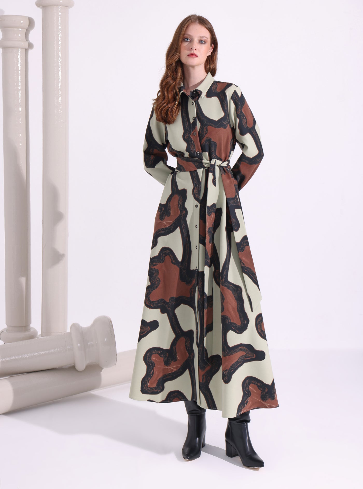 Brown Printed Maxi Dress