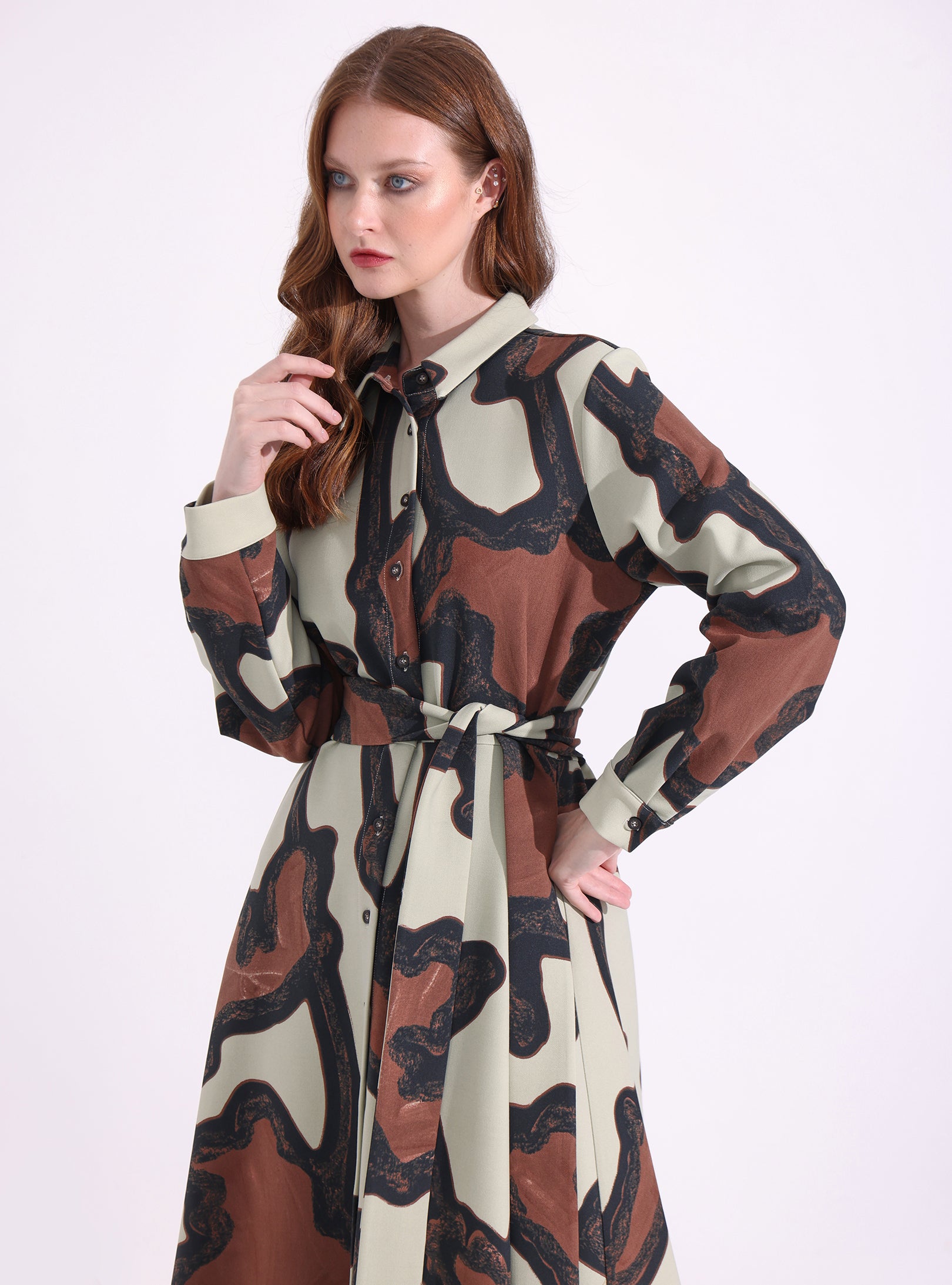 Brown Printed Maxi Dress - Store WF