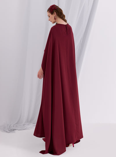 Burgundy Evenin out Cape Dress