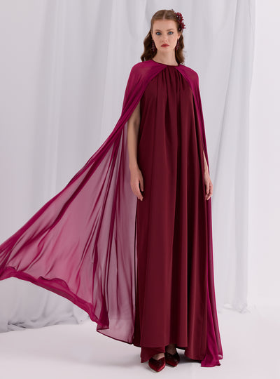 Burgundy Cape Dress