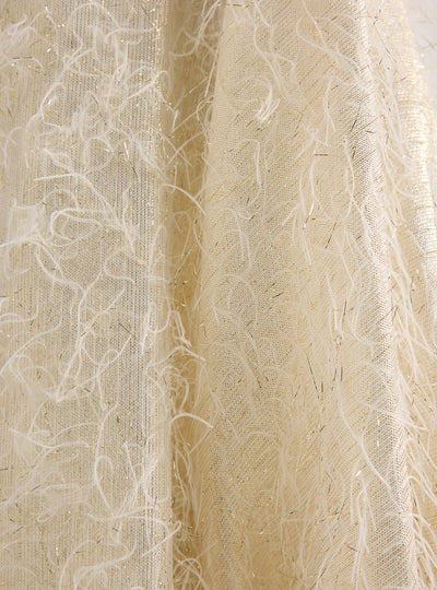 Off White Gold Feather Looks Kaftan Abaya