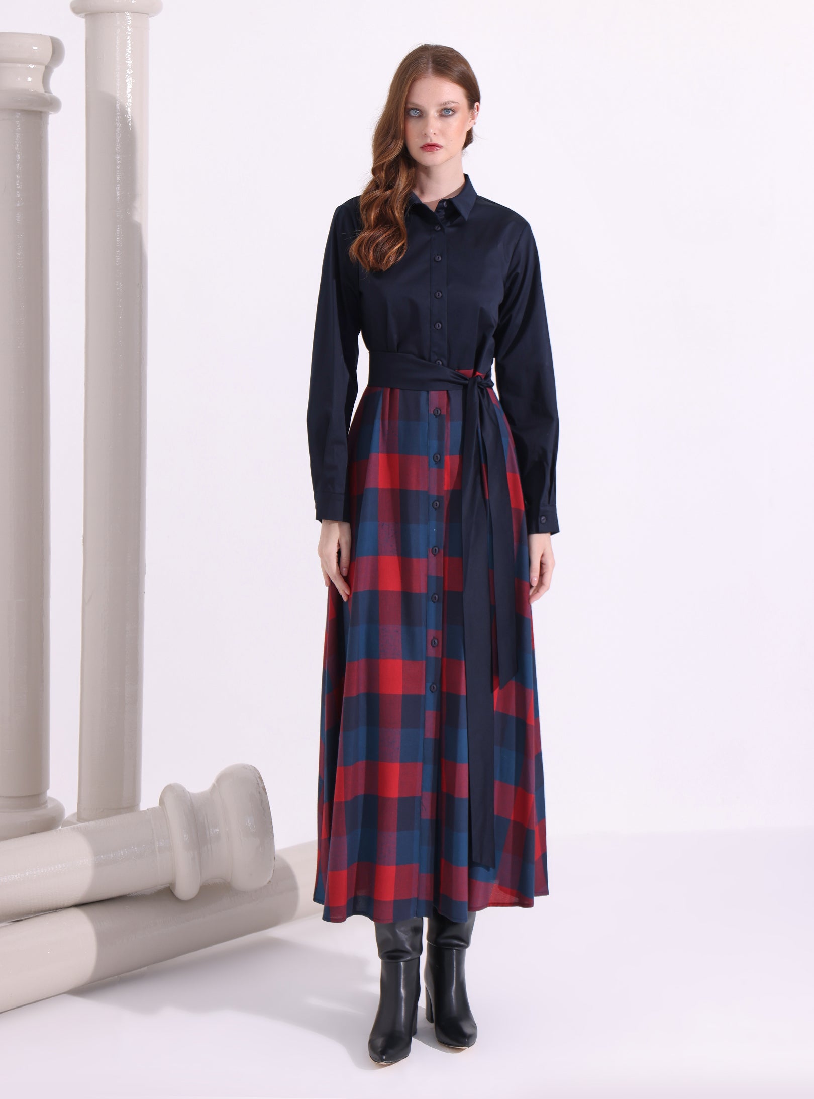 Check Print Maxi Dress - Store WF