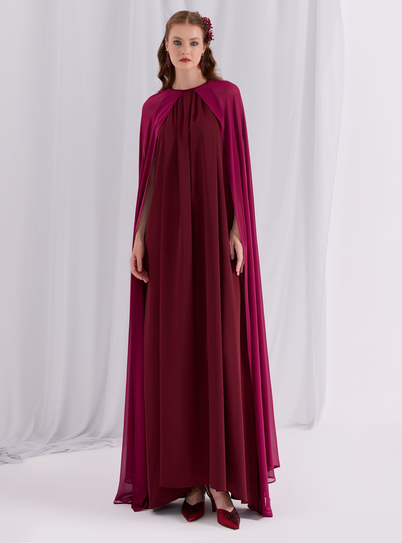 Burgundy Cape Dress