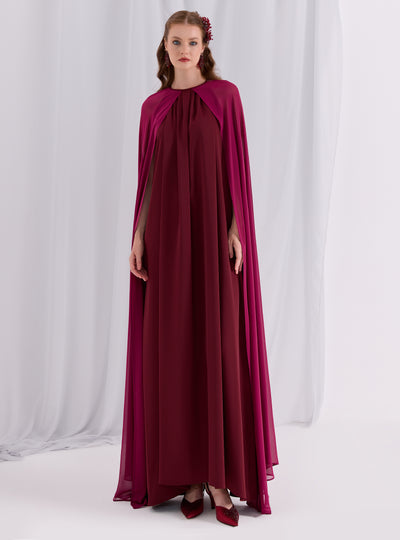 Burgundy Cape Dress