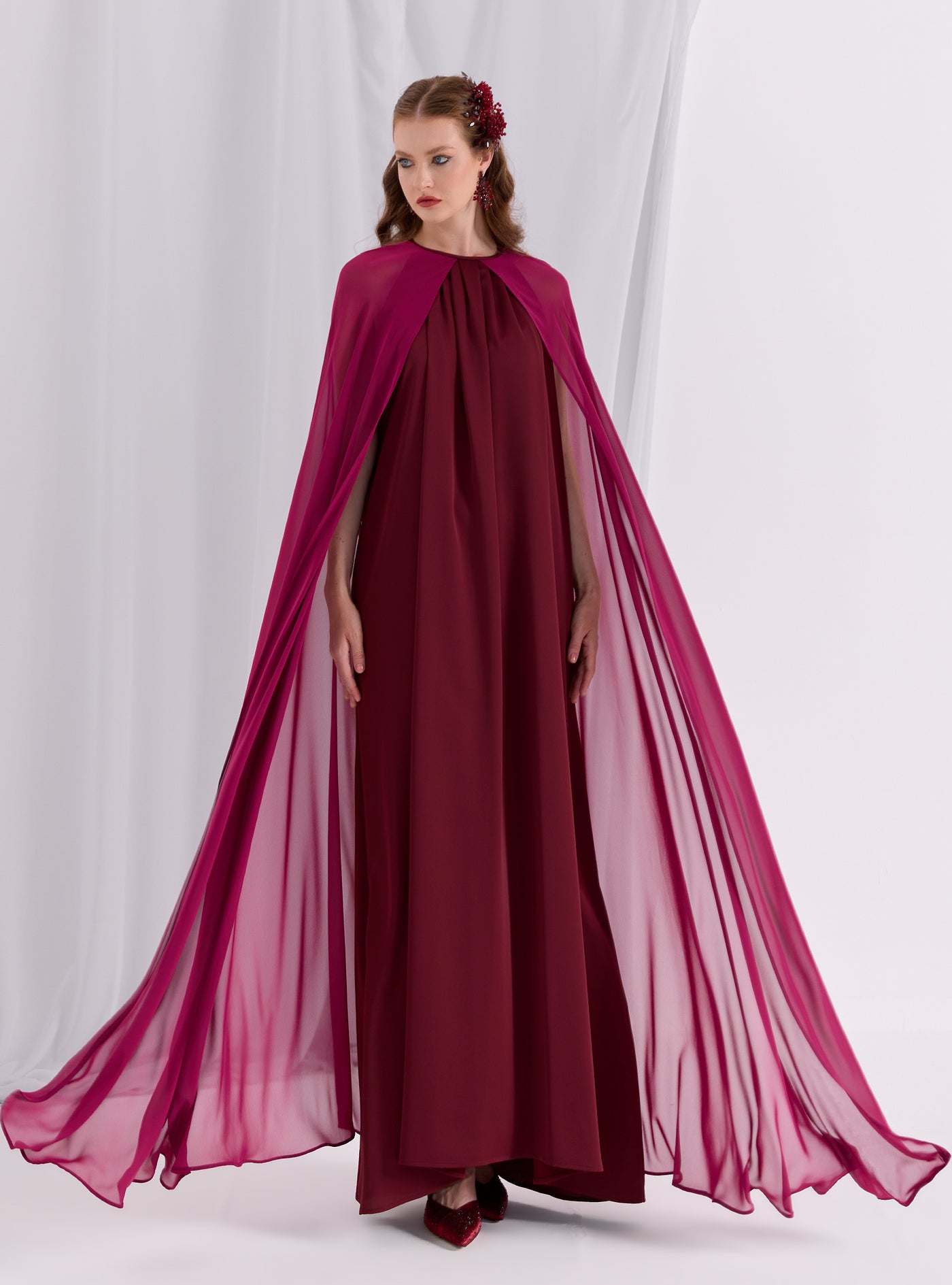 Burgundy Cape Dress