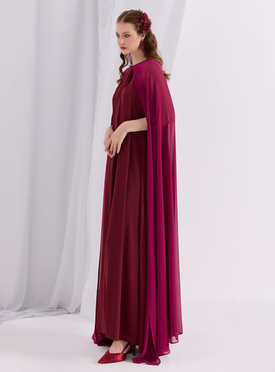 Burgundy Cape Dress